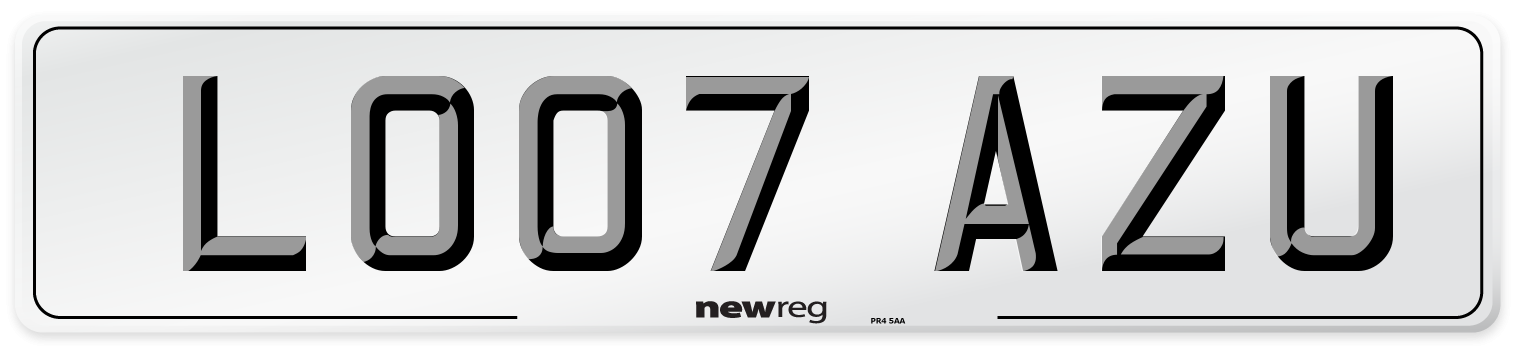 LO07 AZU Number Plate from New Reg